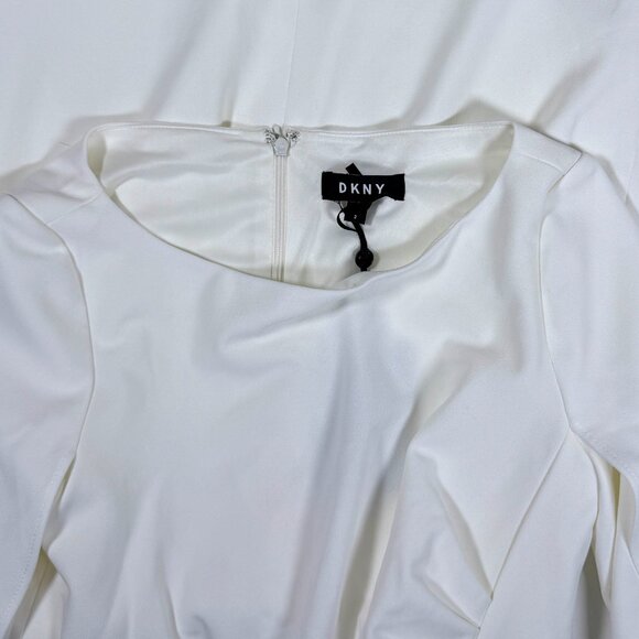 (NWT) DKNY White 3/4 Tulip Sleeve Dress - Picture 4 of 8